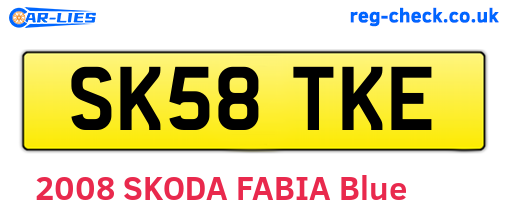 SK58TKE are the vehicle registration plates.