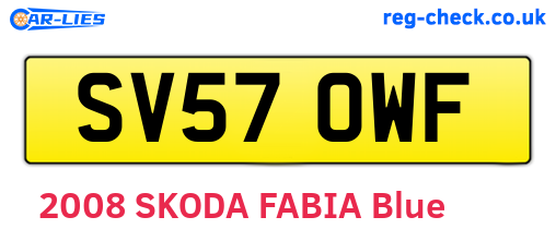 SV57OWF are the vehicle registration plates.