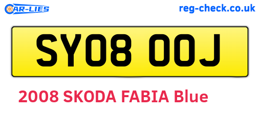 SY08OOJ are the vehicle registration plates.