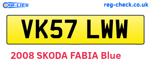 VK57LWW are the vehicle registration plates.