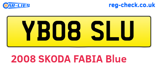 YB08SLU are the vehicle registration plates.