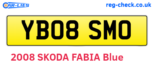 YB08SMO are the vehicle registration plates.