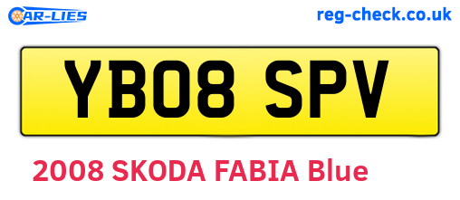 YB08SPV are the vehicle registration plates.
