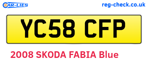 YC58CFP are the vehicle registration plates.