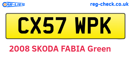 CX57WPK are the vehicle registration plates.
