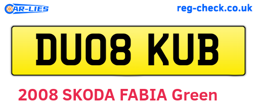 DU08KUB are the vehicle registration plates.