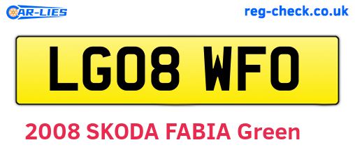 LG08WFO are the vehicle registration plates.