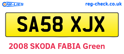 SA58XJX are the vehicle registration plates.