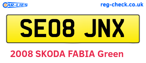 SE08JNX are the vehicle registration plates.