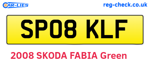 SP08KLF are the vehicle registration plates.