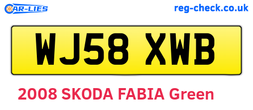 WJ58XWB are the vehicle registration plates.