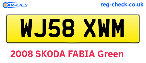 WJ58XWM are the vehicle registration plates.