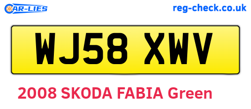 WJ58XWV are the vehicle registration plates.