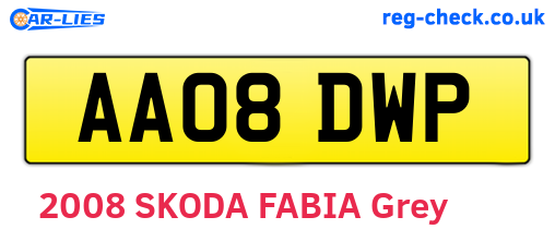 AA08DWP are the vehicle registration plates.