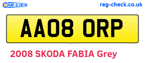 AA08ORP are the vehicle registration plates.