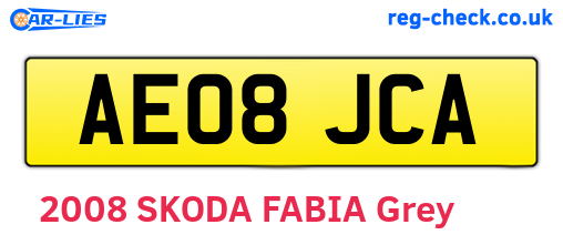 AE08JCA are the vehicle registration plates.