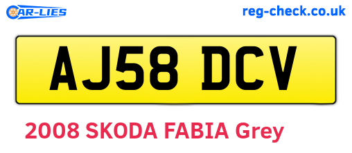 AJ58DCV are the vehicle registration plates.