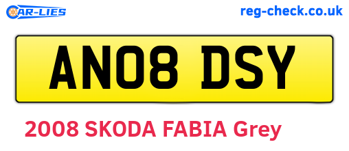 AN08DSY are the vehicle registration plates.