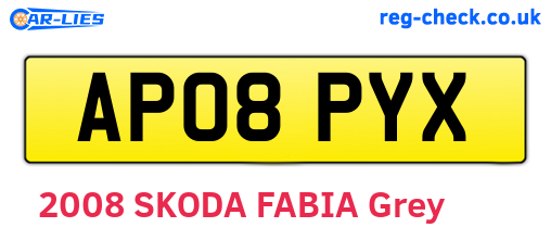 AP08PYX are the vehicle registration plates.
