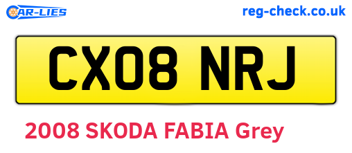 CX08NRJ are the vehicle registration plates.