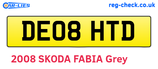 DE08HTD are the vehicle registration plates.