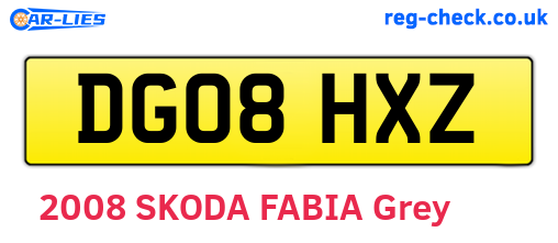 DG08HXZ are the vehicle registration plates.