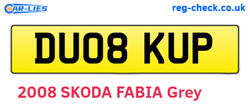 DU08KUP are the vehicle registration plates.