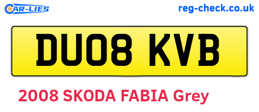 DU08KVB are the vehicle registration plates.