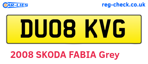 DU08KVG are the vehicle registration plates.