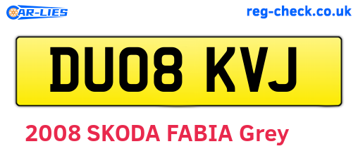 DU08KVJ are the vehicle registration plates.