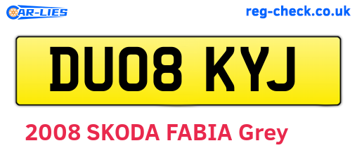 DU08KYJ are the vehicle registration plates.