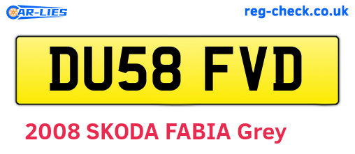 DU58FVD are the vehicle registration plates.