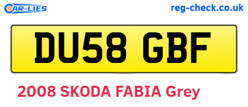 DU58GBF are the vehicle registration plates.