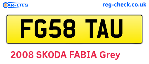 FG58TAU are the vehicle registration plates.
