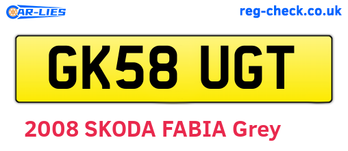 GK58UGT are the vehicle registration plates.