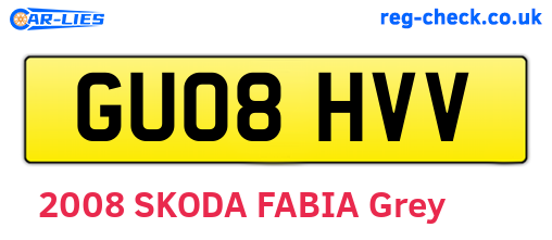 GU08HVV are the vehicle registration plates.