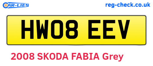 HW08EEV are the vehicle registration plates.