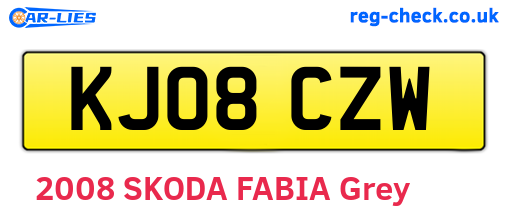 KJ08CZW are the vehicle registration plates.