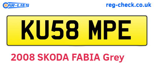 KU58MPE are the vehicle registration plates.