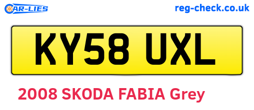 KY58UXL are the vehicle registration plates.