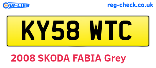 KY58WTC are the vehicle registration plates.