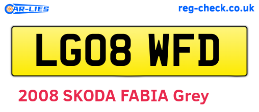LG08WFD are the vehicle registration plates.