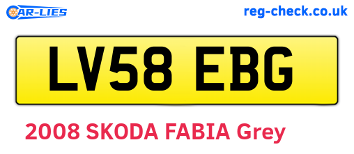 LV58EBG are the vehicle registration plates.