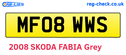 MF08WWS are the vehicle registration plates.