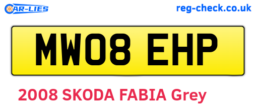 MW08EHP are the vehicle registration plates.