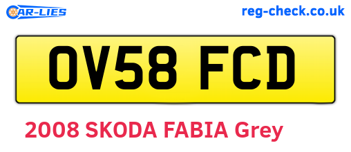OV58FCD are the vehicle registration plates.