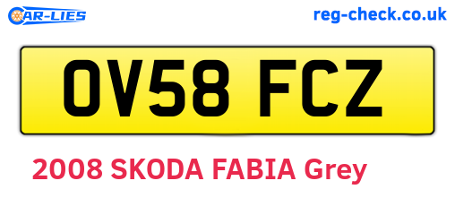 OV58FCZ are the vehicle registration plates.