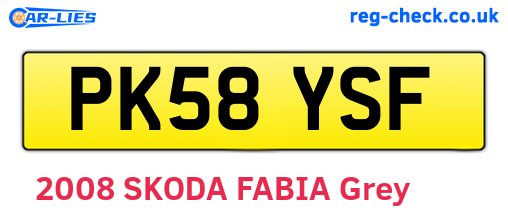 PK58YSF are the vehicle registration plates.