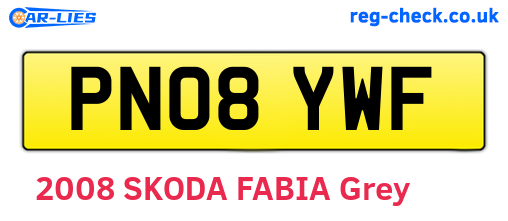 PN08YWF are the vehicle registration plates.