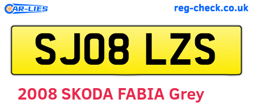 SJ08LZS are the vehicle registration plates.